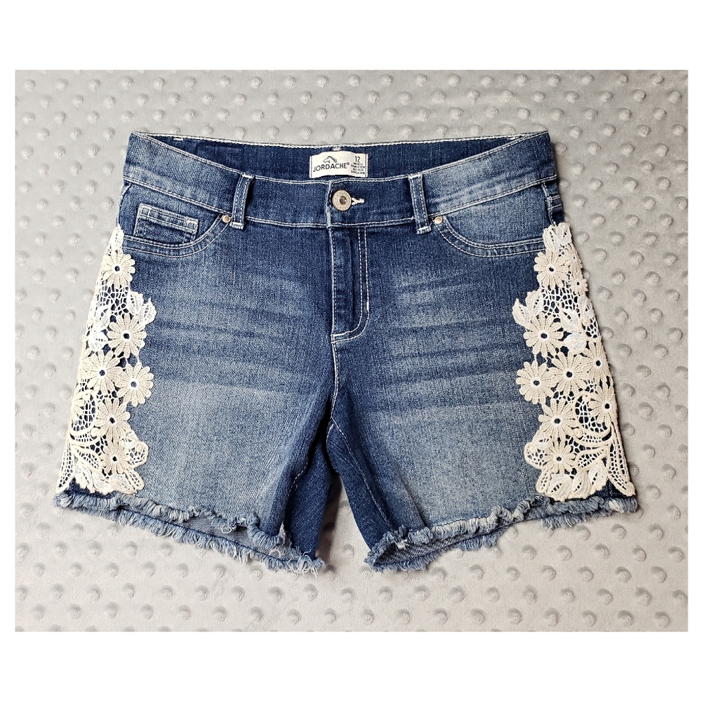 Jordache Knit Flower Denim Shorts